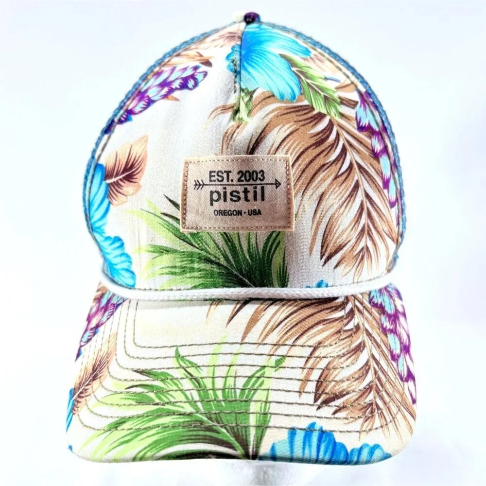 Pistil‎ Tropical Print Rope Trim Womens Snapback Trucker Hat Cap